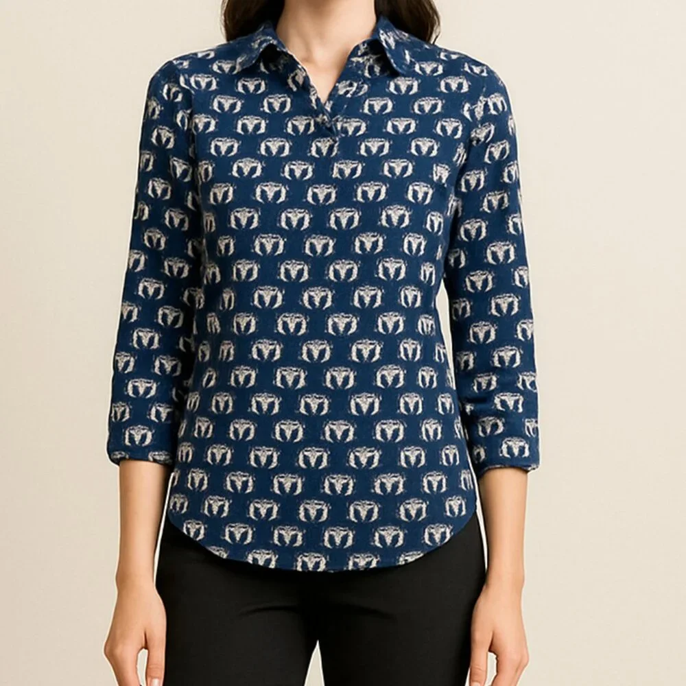 J. Crew Elephant Print Shirt‎ in Blue and Green